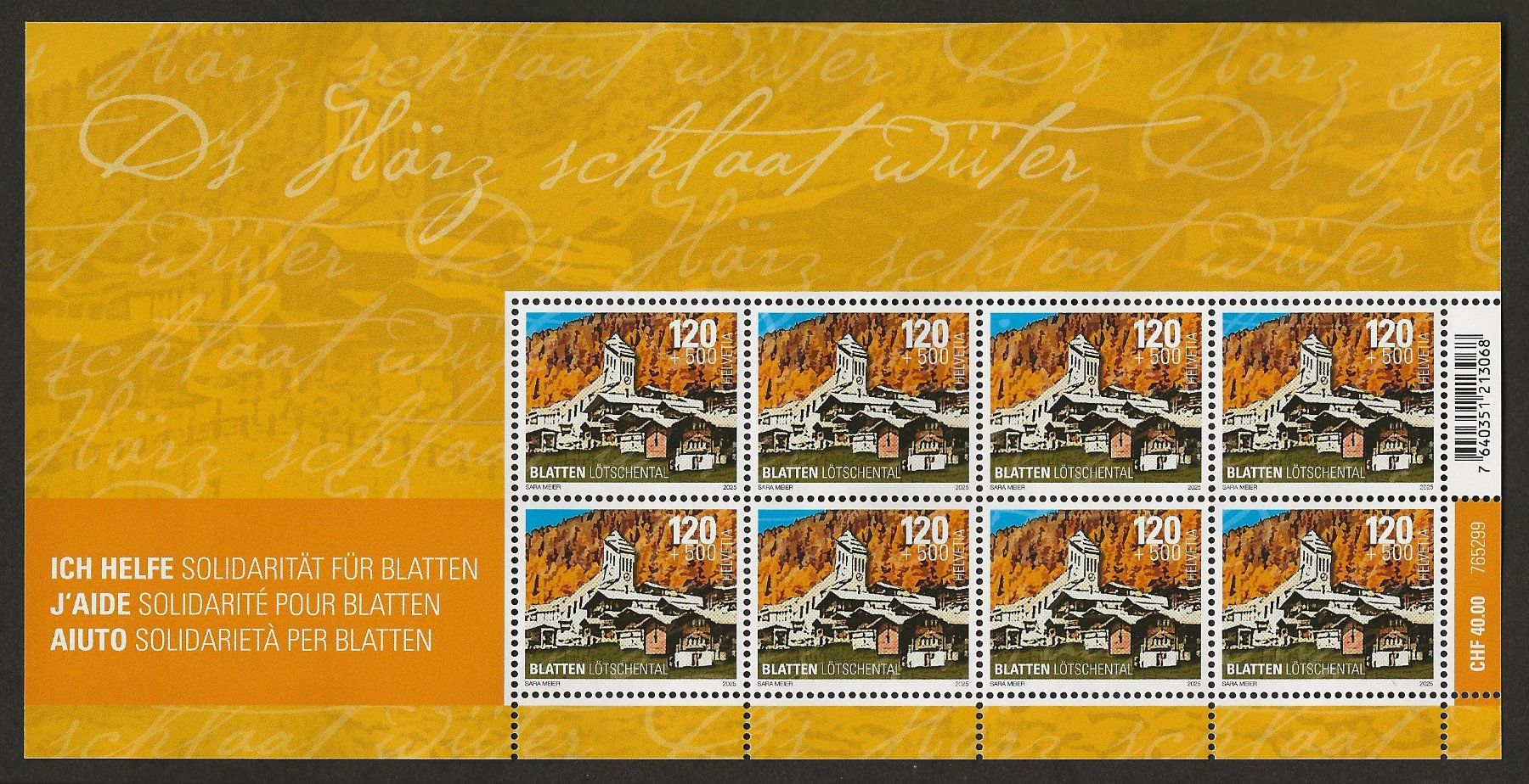 Tutti i francobolli: Blatten Solidarität Kleinbogen Bogen Block 8xCHF 1.20 + 5.00 – Nuovo (secondo la descrizione) da Müswangen venduto da buyin