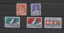 1965 - 1966, 5 Briefmarken Matterhorn, Bauten ET Vollstempel