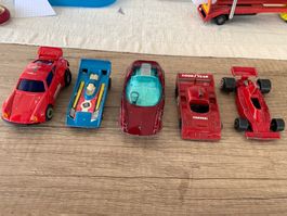 5 Modellautos Corgi Polistil Ferrari usw. bespielt Zustand