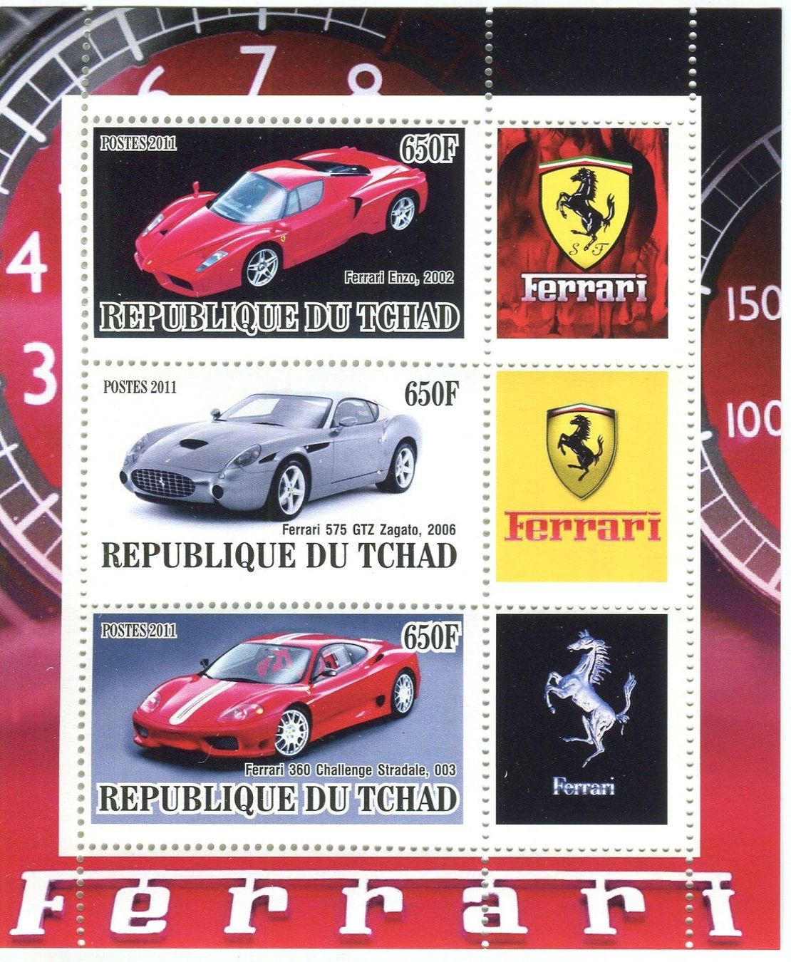 Tutti i francobolli: Block "Ferrari". Tschad. – Nuovo e nell'imballaggio originale da Basel venduto da Butsch5