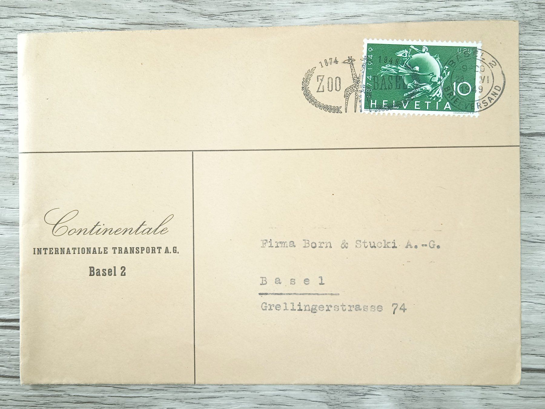Tutti i francobolli: TR96 Enveloppe + Timbre Suisse 1949 – Usato da Cousset venduto da Patrick_Collections