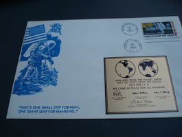 Gross-Brief 1969 USA, First Man on Moon, mit Metallplakette