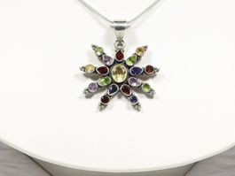 Pendentif / Anhänger Argent 925 & Pierres Naturelles 40mm