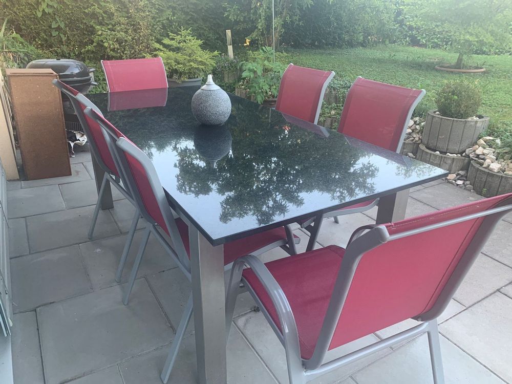 Granittisch Garten inkl. 6 Stühle Kaufen auf Ricardo