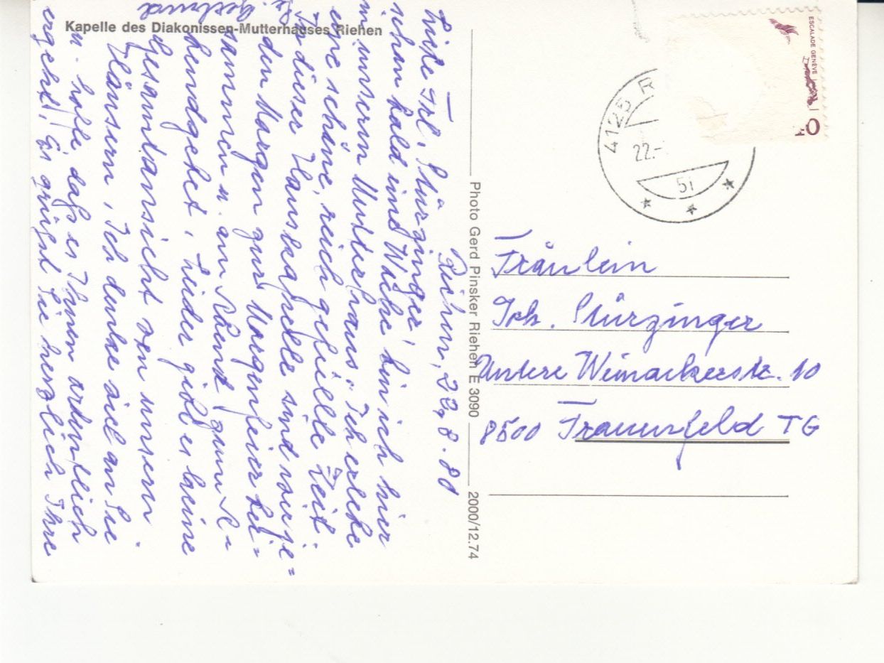 Cartoline postali: Riehen 1980 – Usato da Bürglen TG venduto da StampGraf 1