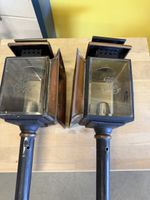 Antike Laternen Paar Kupfer Schwarz Glas 2 Stck. 