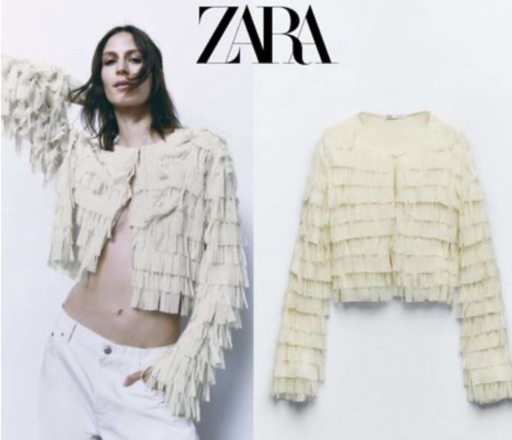 Zara Giacche: Zara Fransen Jacke, Vanilla – Usato da Baden venduto da Tiffany6878
