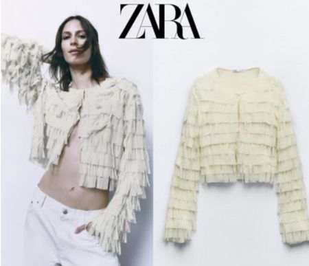 Zara Fransen Jacke, Vanilla
