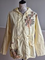 Damen Parka hellgelb mit Kranichprint onesize