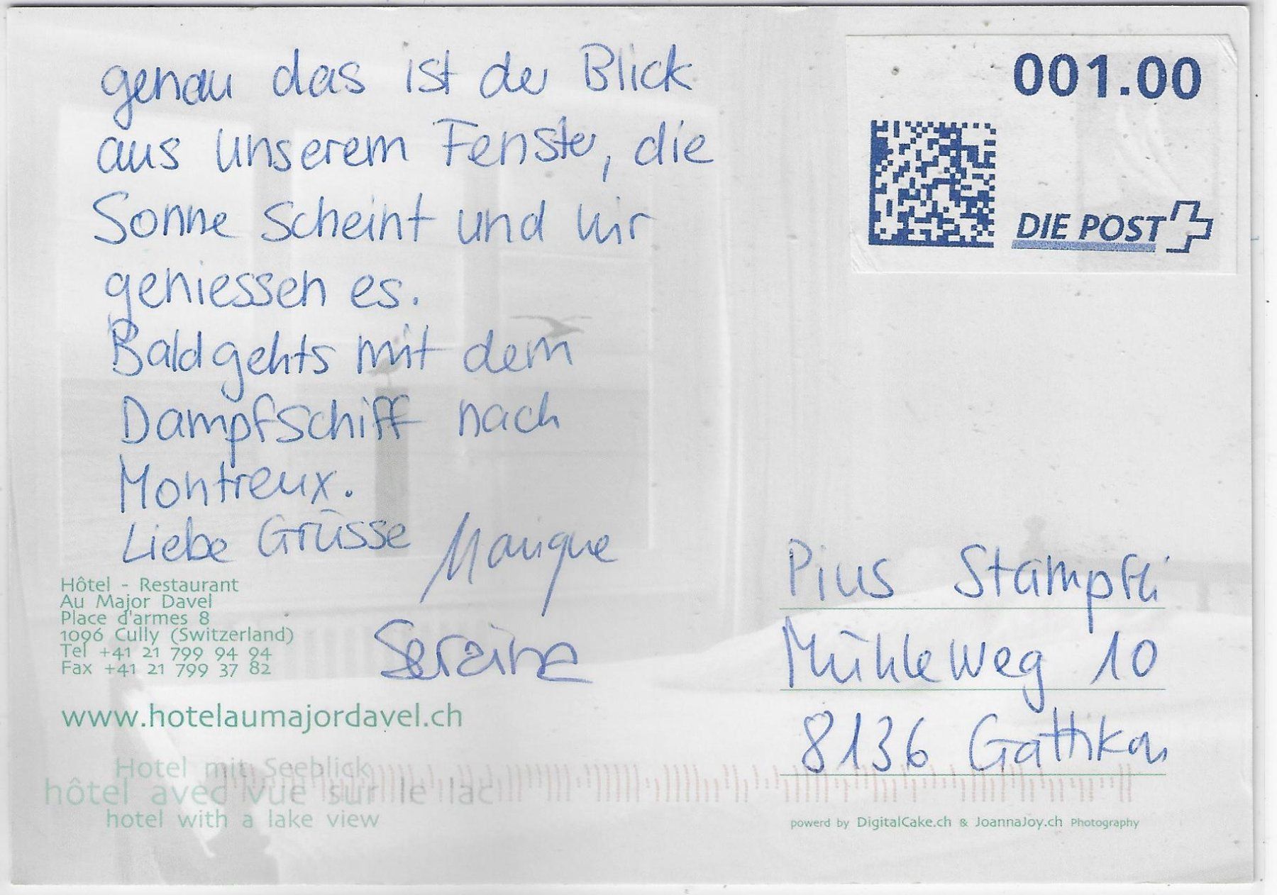 Cartoline postali: Hotel-Restaurant Au Major Davel - Cully – Usato da Ettingen venduto da Kartenplanet 1