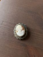 Vintage Cameo Brosche, Muschelbild, filigranes Metall