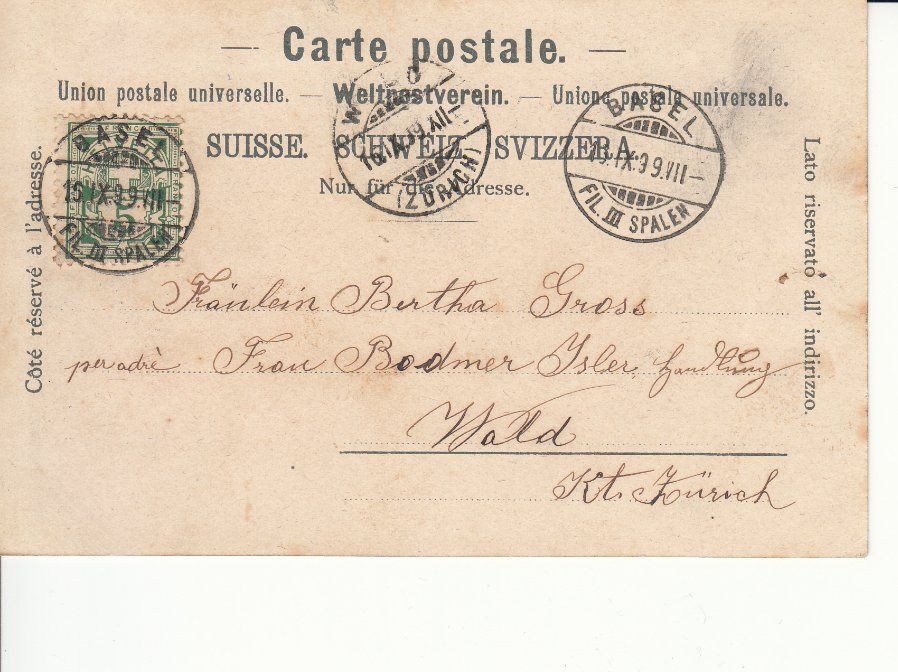 Cartoline postali: Basel 1899 – Usato da Bürglen TG venduto da StampGraf 1