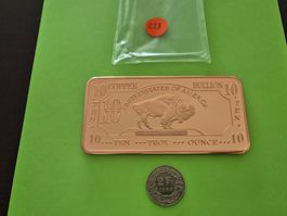 10 Unzen Kupferbarren 999 massiv (Büffel)