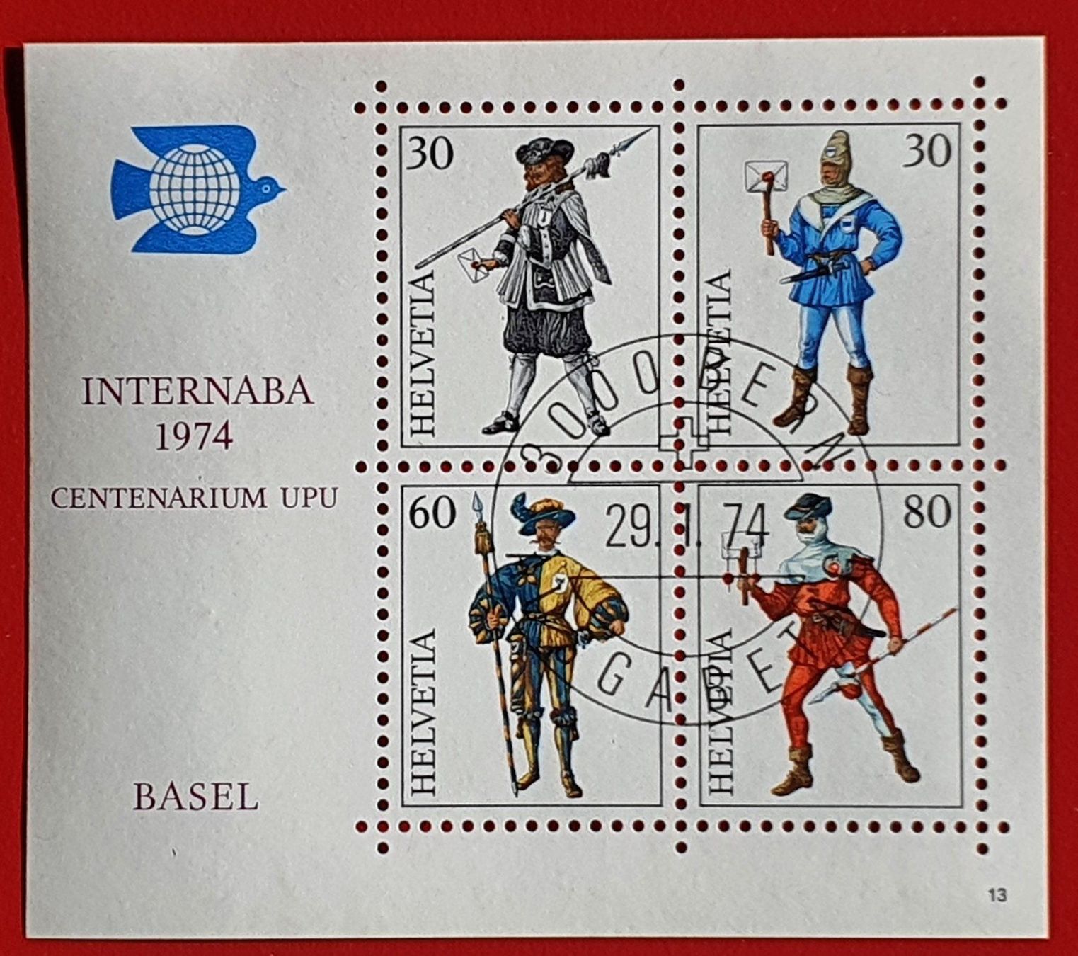 Tutti i francobolli: INTERNABA BASEL W50 BLOCK 1974 ET – Nuovo (secondo la descrizione) da Düdingen venduto da Quartierstrasse