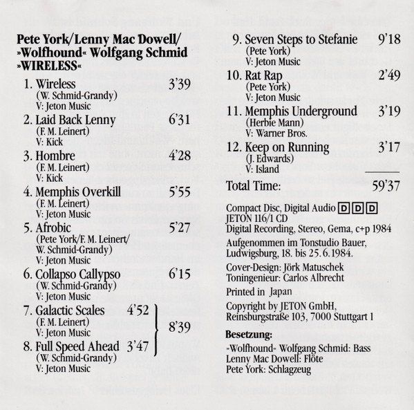 CD: Pete York, Lenny Dowell & "Wolfhound" Wolfgang Schmid – Usato da Unterbäch venduto da jaqila 2