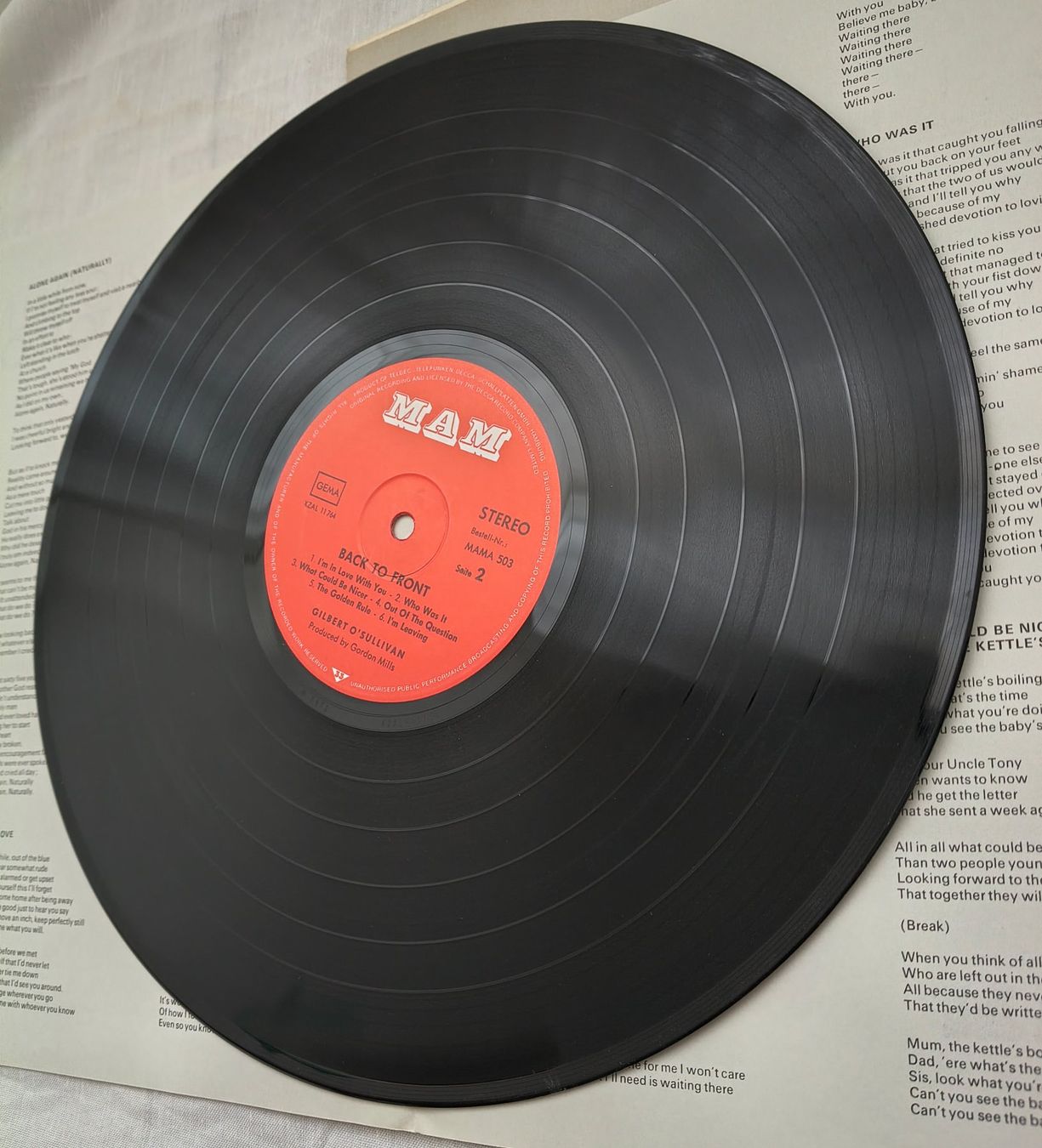 Dischi in vinile: LP "Gilbert o'Sullivan" - BACK TO FRONT – Usato da Binningen venduto da mar_2jlr 6