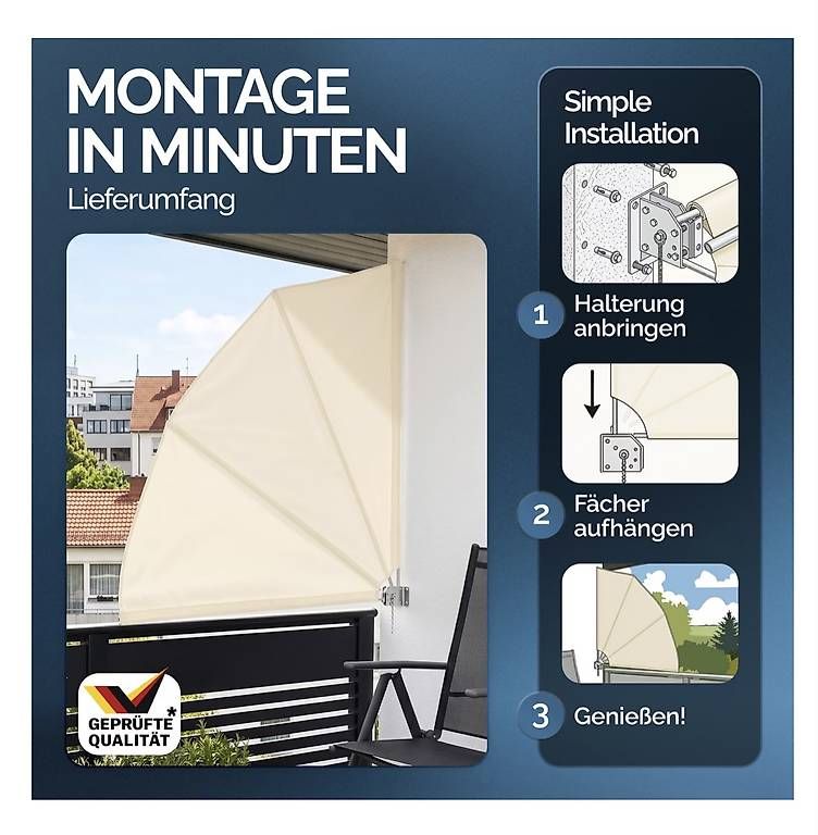Glatz Parasols: Detex Balkonfächer NEU / OVP – D'occasion à Brunnen par mar_b2s6 3