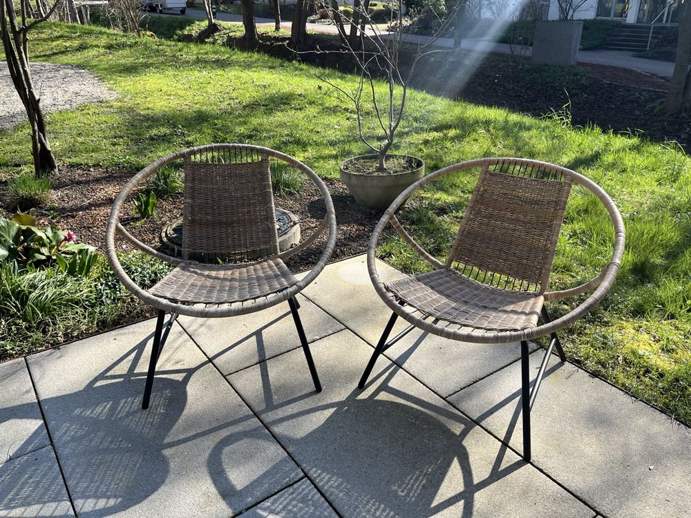 2 Ikea Klassiker Gartenstühle Korbgeflecht / Stahl Kaufen auf Ricardo
