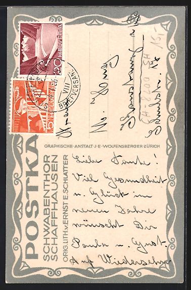 Cartoline postali: Ernst E. Schlatter: Schaffhausen, Partie – Usato da Berlin venduto da bartko-reher 1