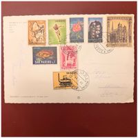Ansichtskarte mit 8 Briefmarken aus San Marino - Gestempelt