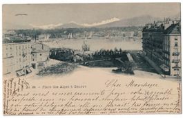 Genève, Place des Alpes, phototypie, circulée 1898