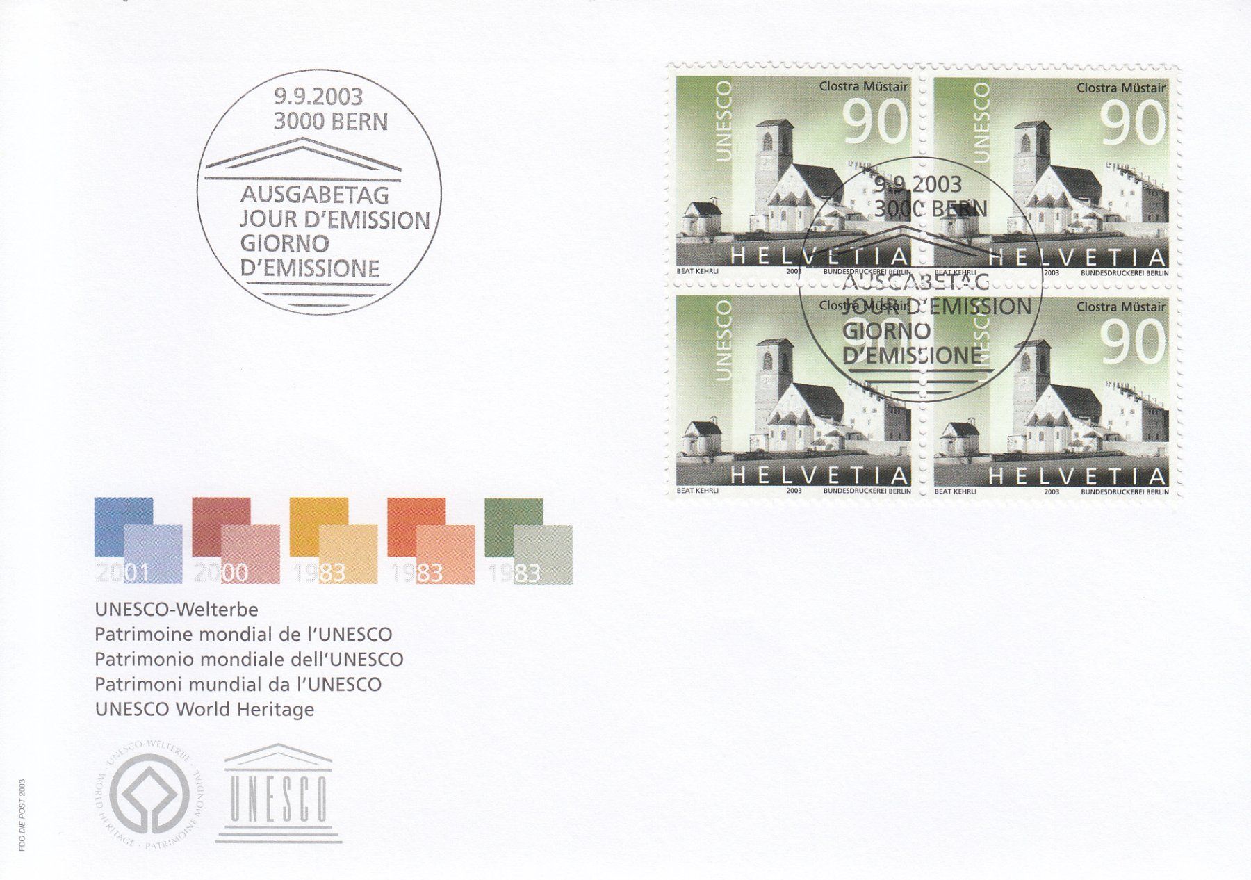 Tutti i francobolli: SBK 1096 - 1100 im 4er-Block FDC – Usato da Bürglen TG venduto da StampGraf 3