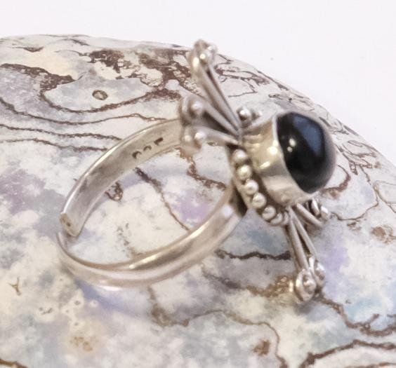 Anelli: Silberring Onyx (Grösse verstellbar) – Usato da Zürich venduto da Melody2000 3
