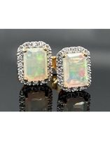 Ohrstecker 925 Silber vergoldet Opal Zirkon Neu & ungetragen