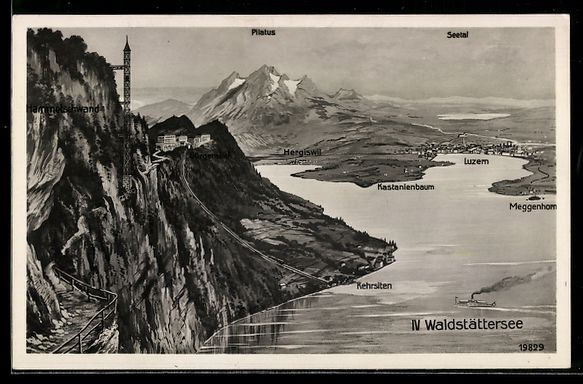 Cartoline postali: Luzern /Waldstättersee, Panorama mit He – Usato da Berlin venduto da bartko-reher