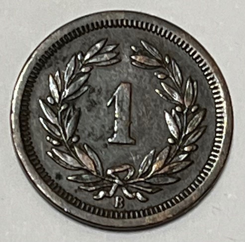 Alle Münzen: 1 Rappen - Schweiz - 1876 – Gebraucht aus Dietikon von Numis8953 1