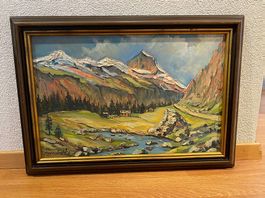 Ölgemälde Klausenpass 50 x 70 Jg. 1957