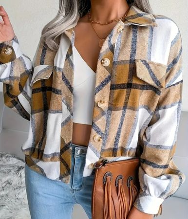 Stylische Karojacke braun, Gr. M