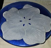 Platzteller Glas, 6 Stk. blau mit Deckchen