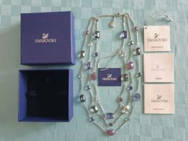 Swarovski Schmuck lange mehrreihige Halskette mehrfarbig