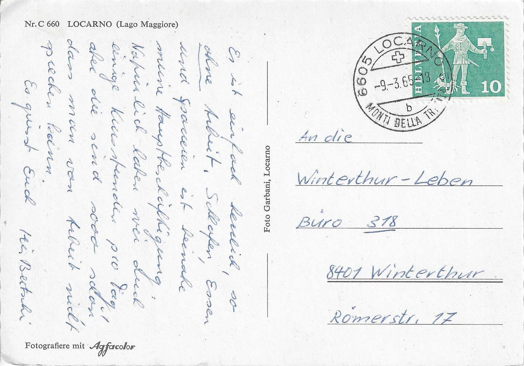 Cartoline postali: Locarno lago Maggiore TI – Usato da Rothrist venduto da Stranglehold 1