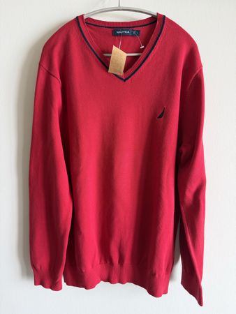 Pull V-Neck NAUTICA Rouge, Homme L 100% coton