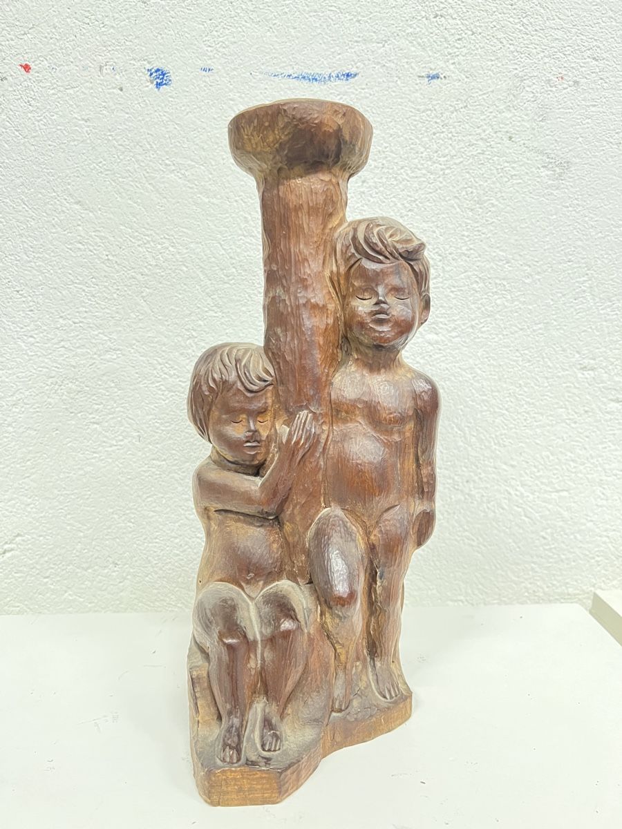 Statuette: Sculpture bougeoir en bois – Usato da Vétroz venduto da Chrisbad60