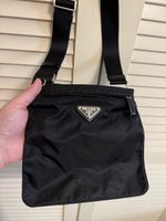 PRADA Triangle Logo Nylon Black Sacoche Shoulder Bag 