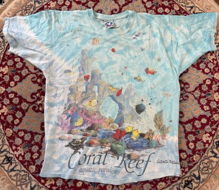 Vintage 90s T-Shirt - Liquid Blue - Coral Reef  - Gr. L
