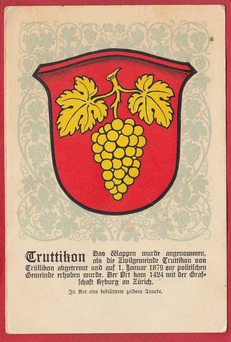 Cartoline postali: ZÜRICH TRUTTIKON, WAPPEN, GEMEINDEWAPPEN – Usato da Grüningen venduto da Kartenlaube