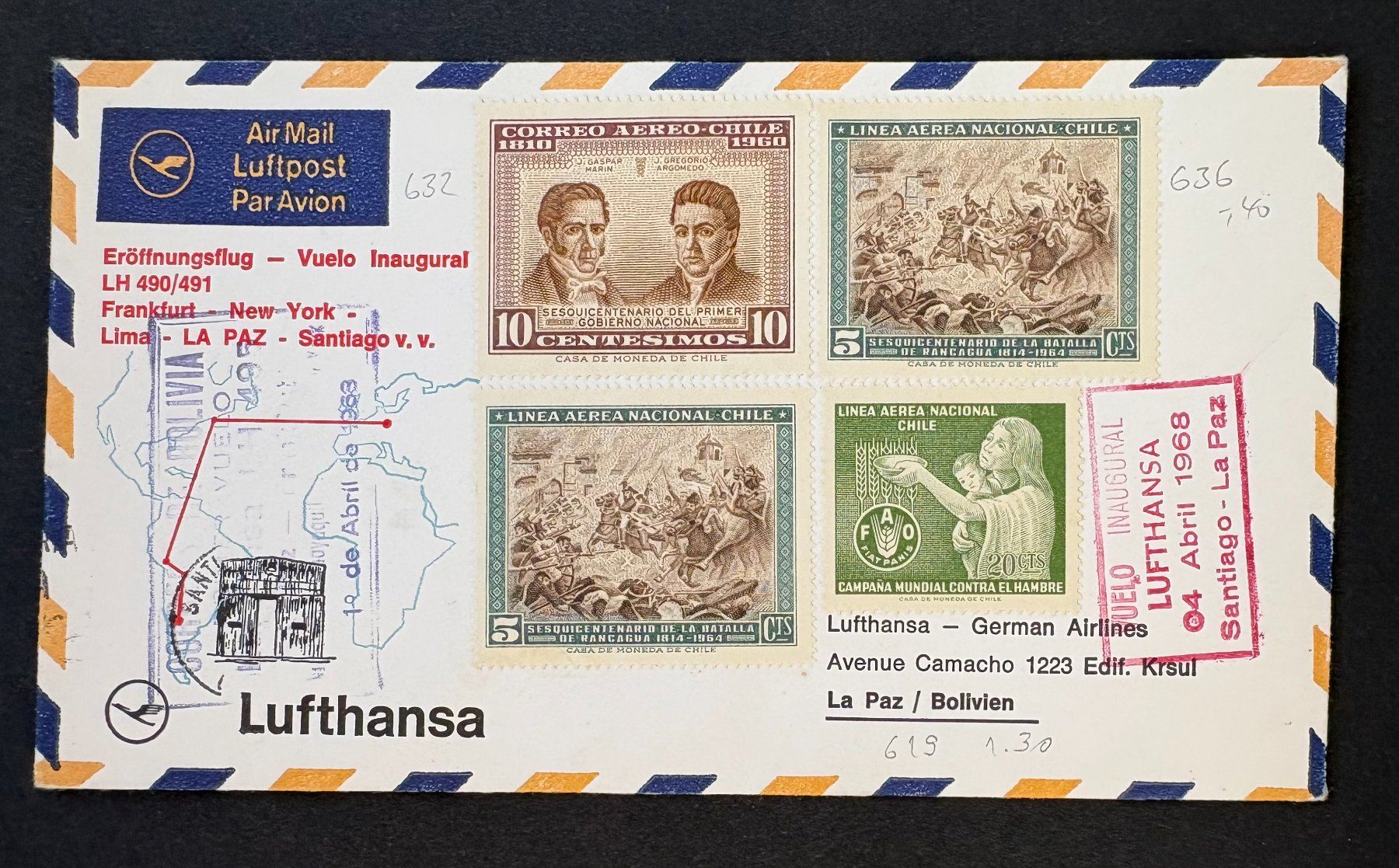 Alle Briefmarken: LUFTHANSA ERÖFFNUNGSFLUG LH 490/491 – Gebraucht aus Ostermundigen von wini63