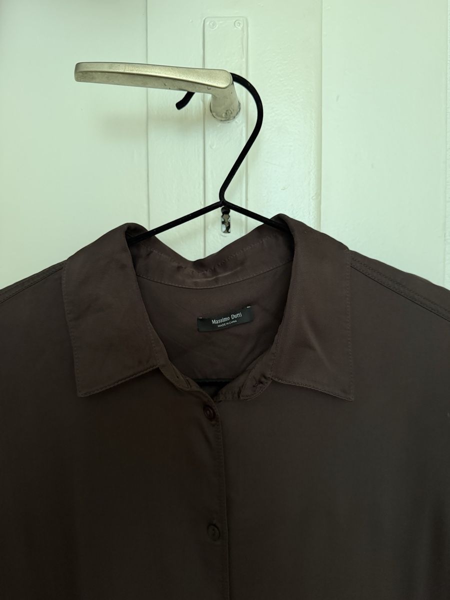 Massimo Dutti Blusen: Massimo Dutti Brown Satin Hemd M – Neu (gemäss Beschreibung) aus Zürich von flo_8x2x 4