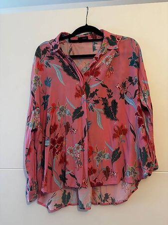 Florale Cinque Bluse Rosa, Gr. M-L