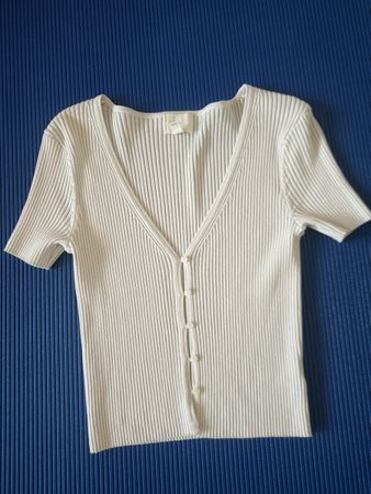 H&M Top, gerippt, weiss, Gr. S - Sommer Must-Have!