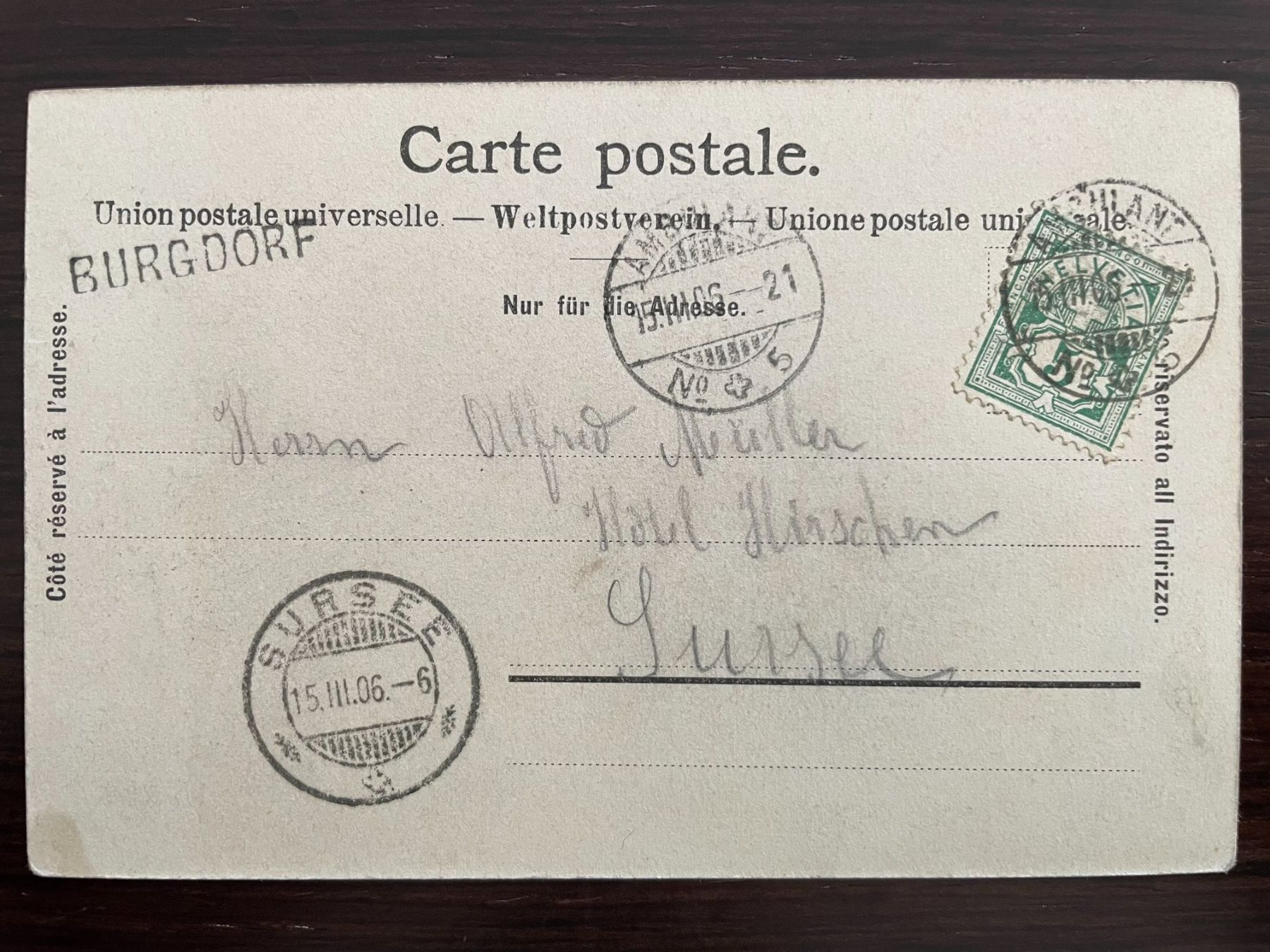 Cartoline postali: BURGDORF 2 Bild, Scheunenstrasse, Bernstrasse & Freischütz – Usato da Wald ZH venduto da TLILEF 3