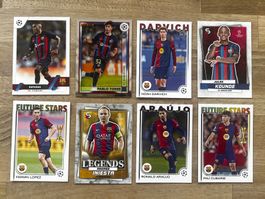 8 Topps Fussball-Cards mit Spielern von FC Barcelona