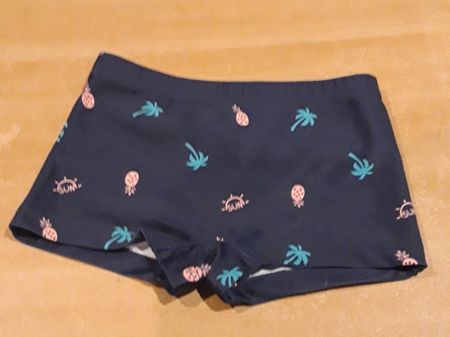 Badehose Gr. 74, 12M Kiabi, dunkelblau, Ananas & Palme...