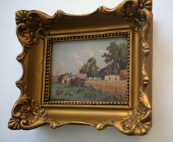 Joseph Harencz Ungarn Bauernhof Antikes Ölgemälde Landschaft