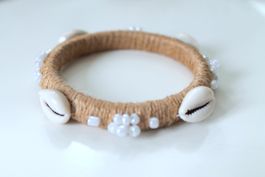 ARMREIF mit Muscheln & Perlen Weiss  Neu & Ovp!