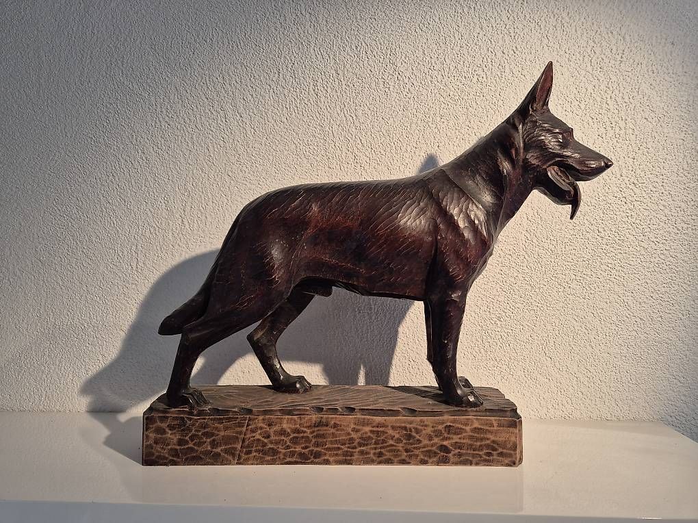 Statuette: Schäferhund Schnitzerei Holzskulptur  – Usato da Uetliburg SG venduto da Stein414 2